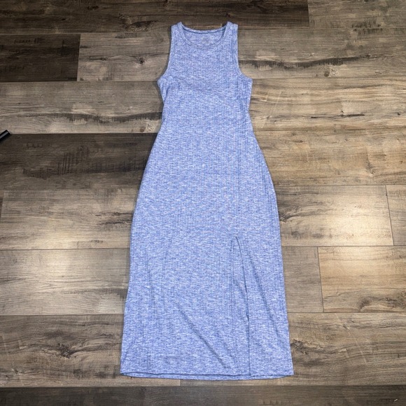 aerie Dresses & Skirts - Aerie‎ Blue Heather Maxi Dress Womens Small Petite Racerback Cutout Side Slit